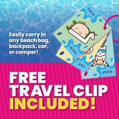 Travel clip included Taco Cat Goat Cheese Pizza Poolside game