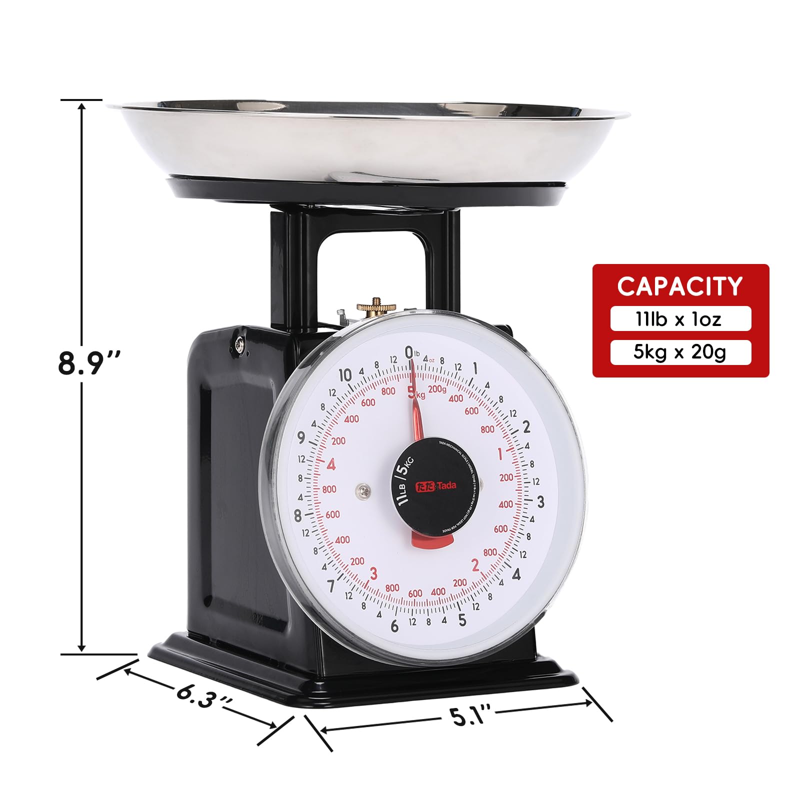 Tada analog kitchen scale increments 1 oz 11 lb