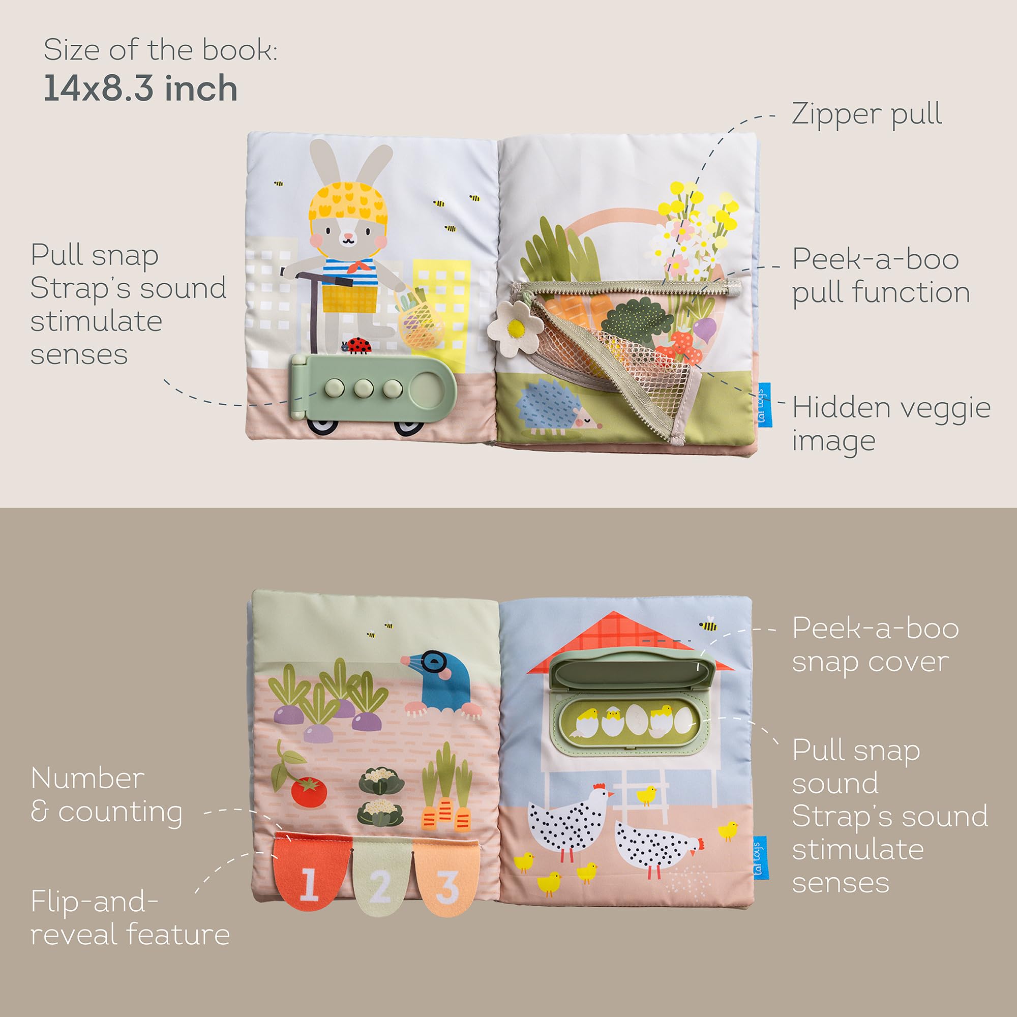 Portable Taf Toys Busy Book for car travel