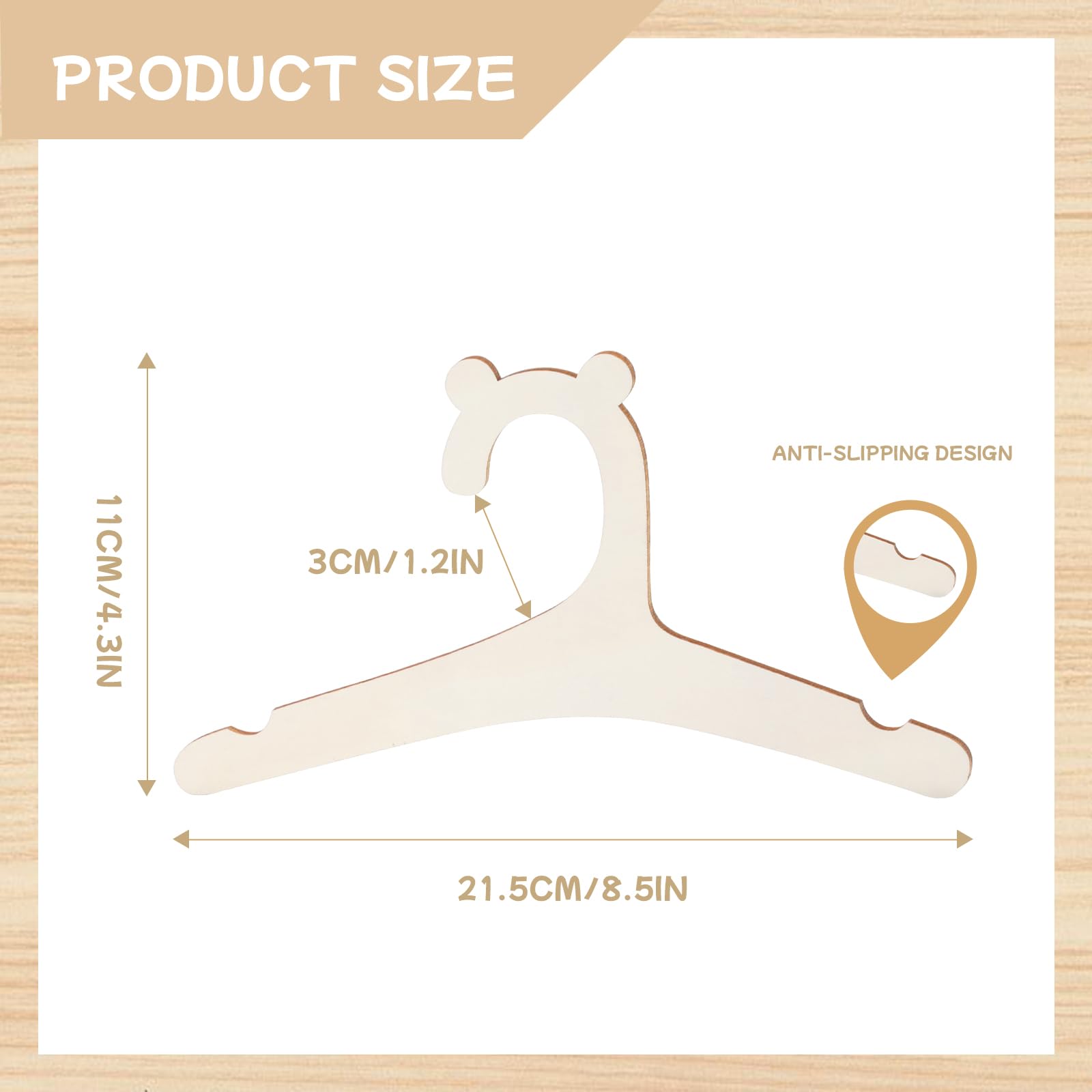 Wooden baby hangers by TAHULIK for infant and toddler outfits