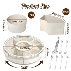 Six-compartment snack box container with rotating design