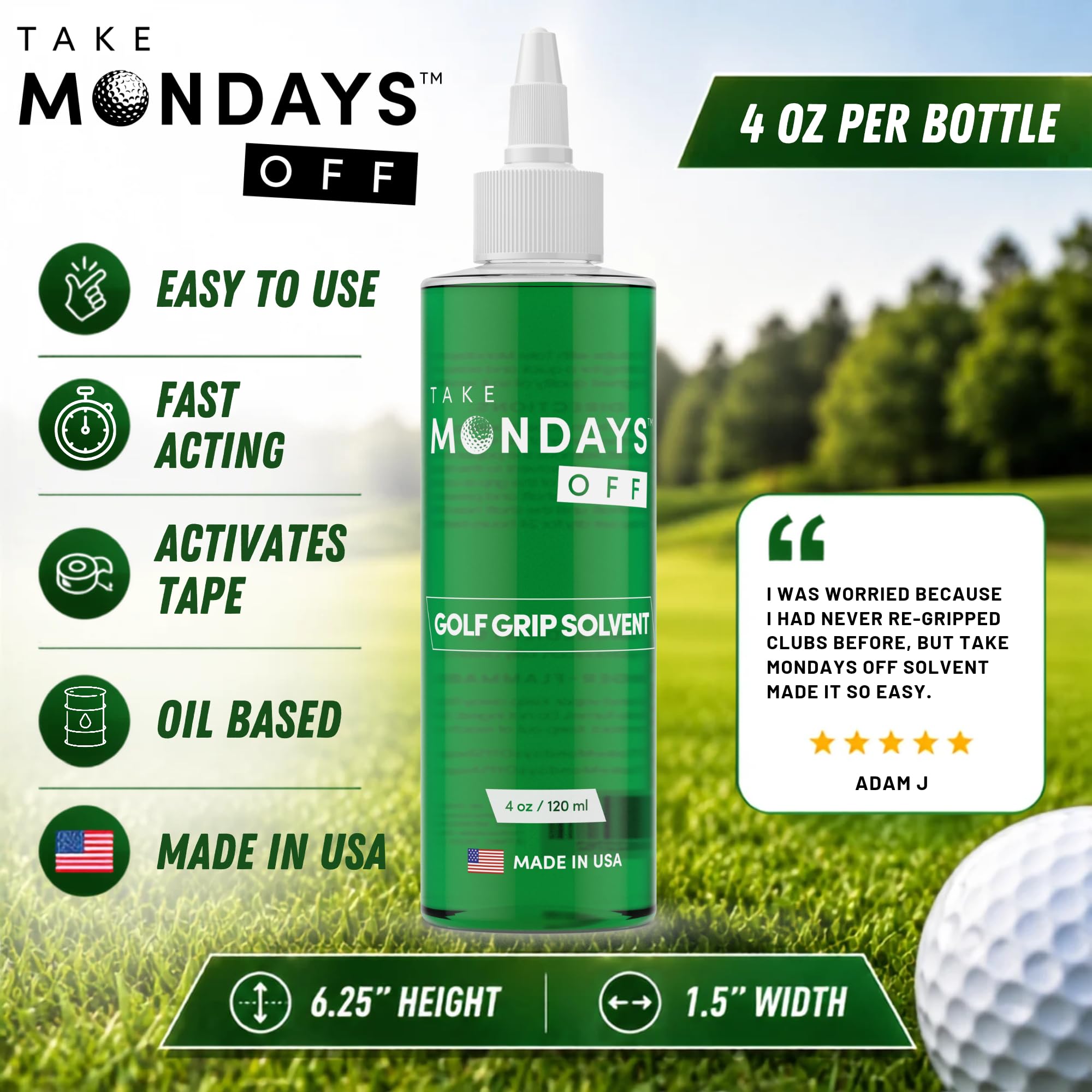 USA made golf grip solvent for grip tape adhesive activation