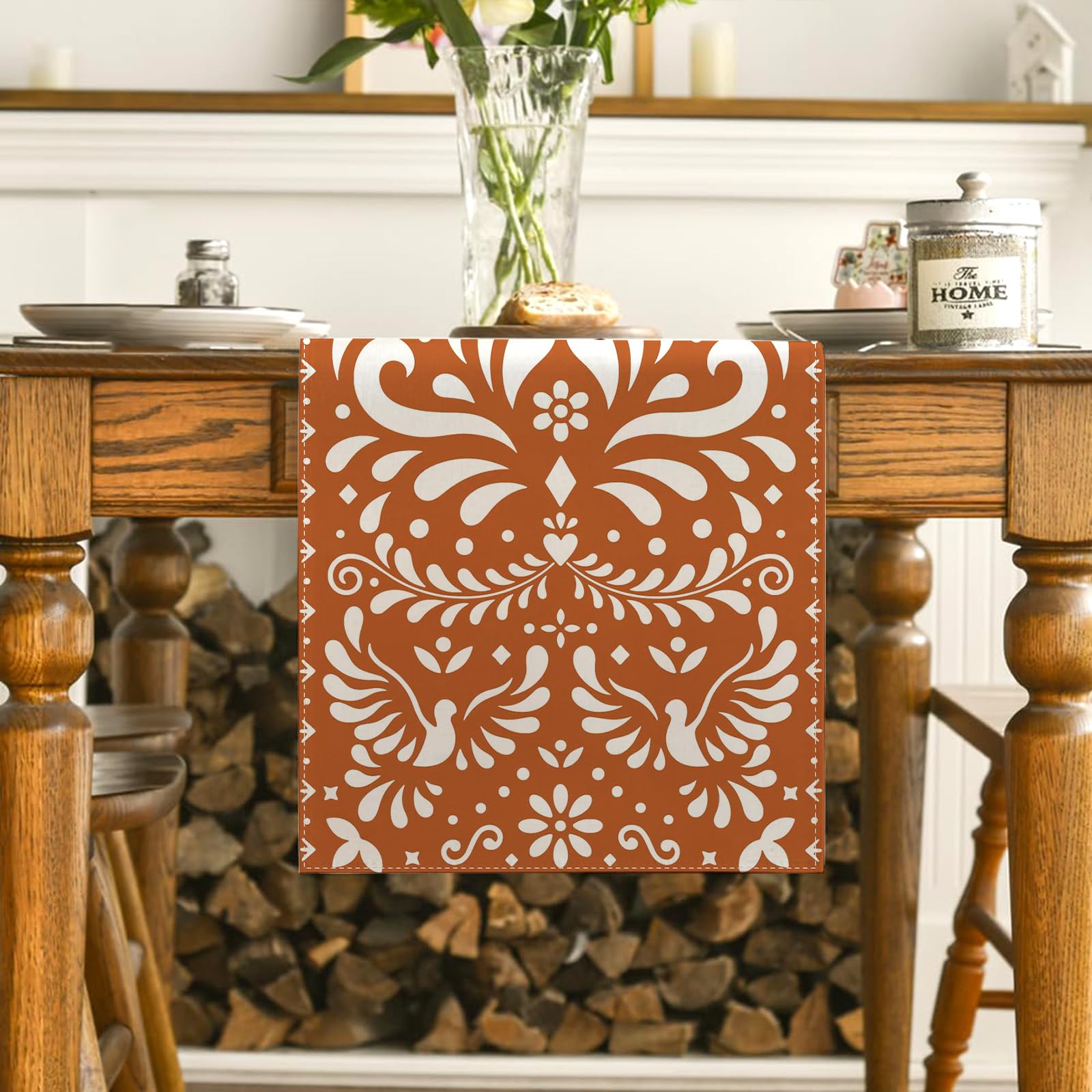 Talavera pattern table runner decor detail