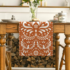 Talavera pattern table runner decor detail