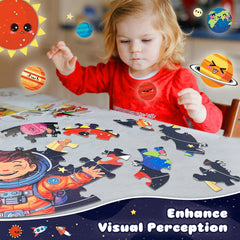 TALGIC round jigsaw puzzle featuring planets and space