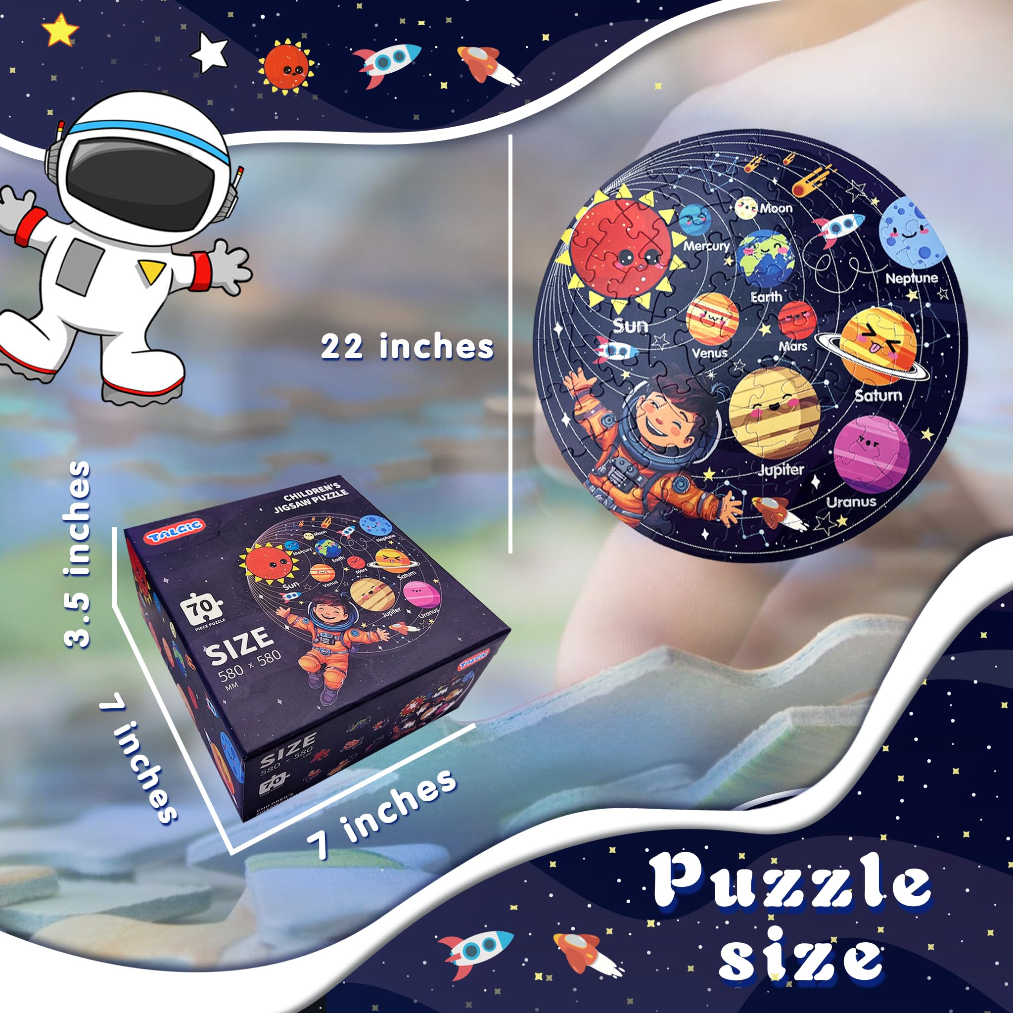 TALGIC solar system illustrations on puzzle pieces