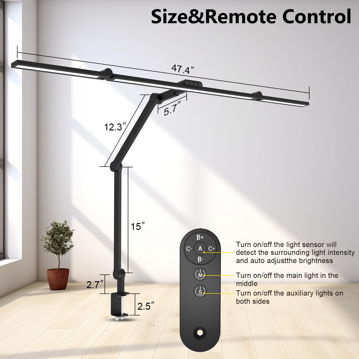 Tall desk lamp height 29.9 inches with clamp