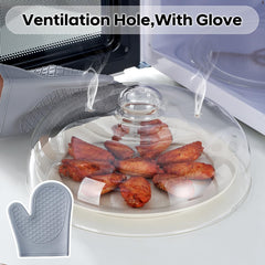 Clear view glass microwave cover monitors food while heating
