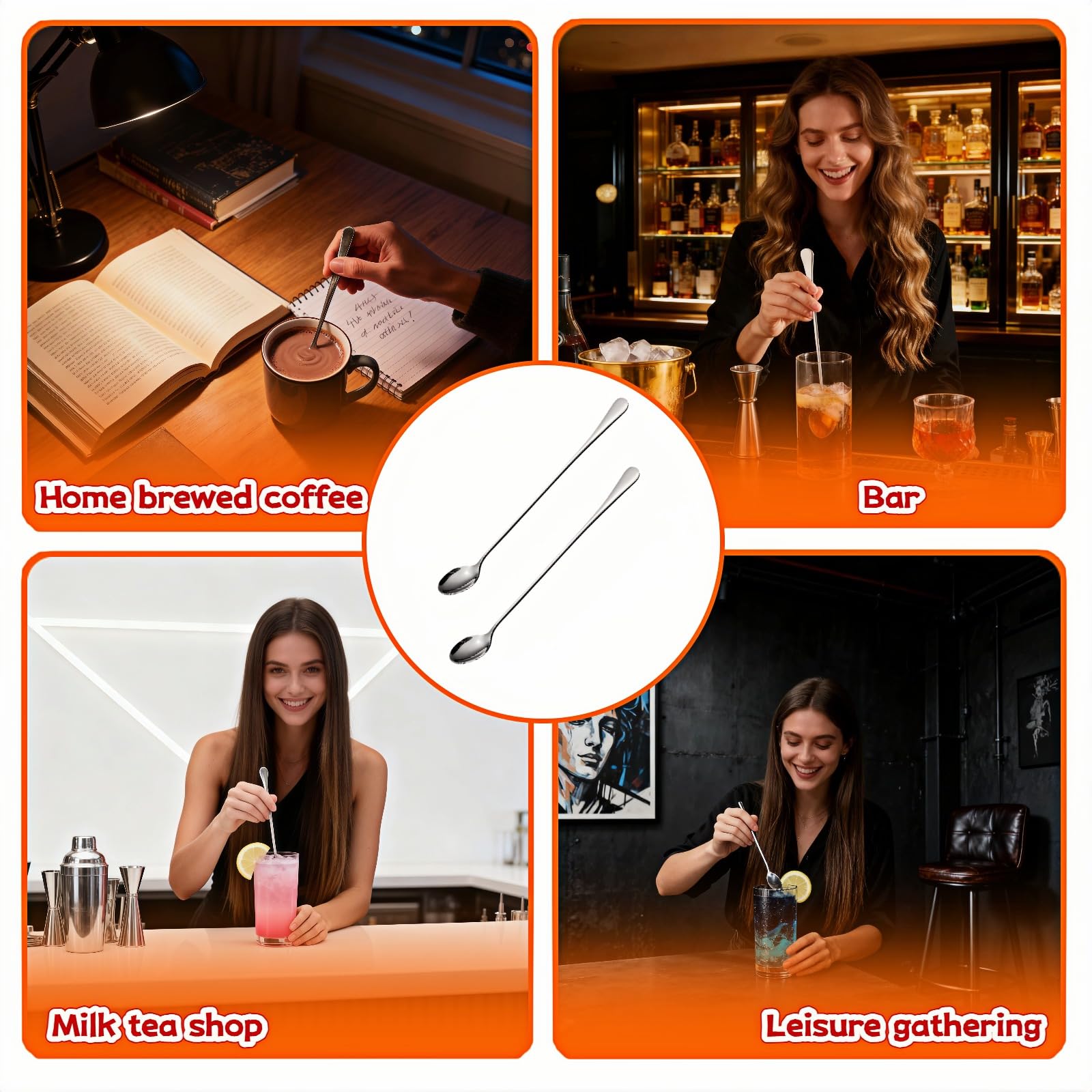 Stainless steel spoon for beverages and desserts