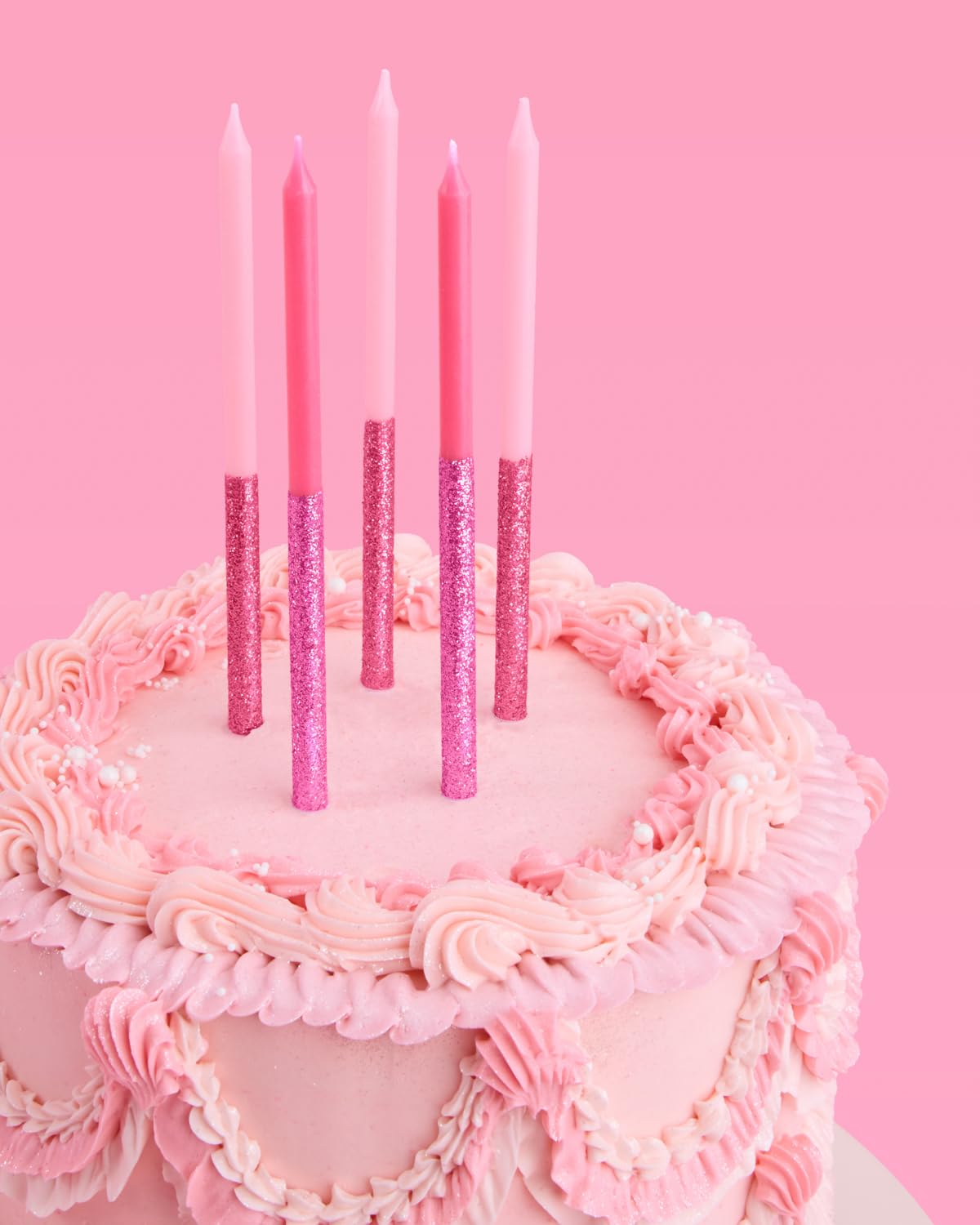 light pink wax with hot pink glitter candles set of 10