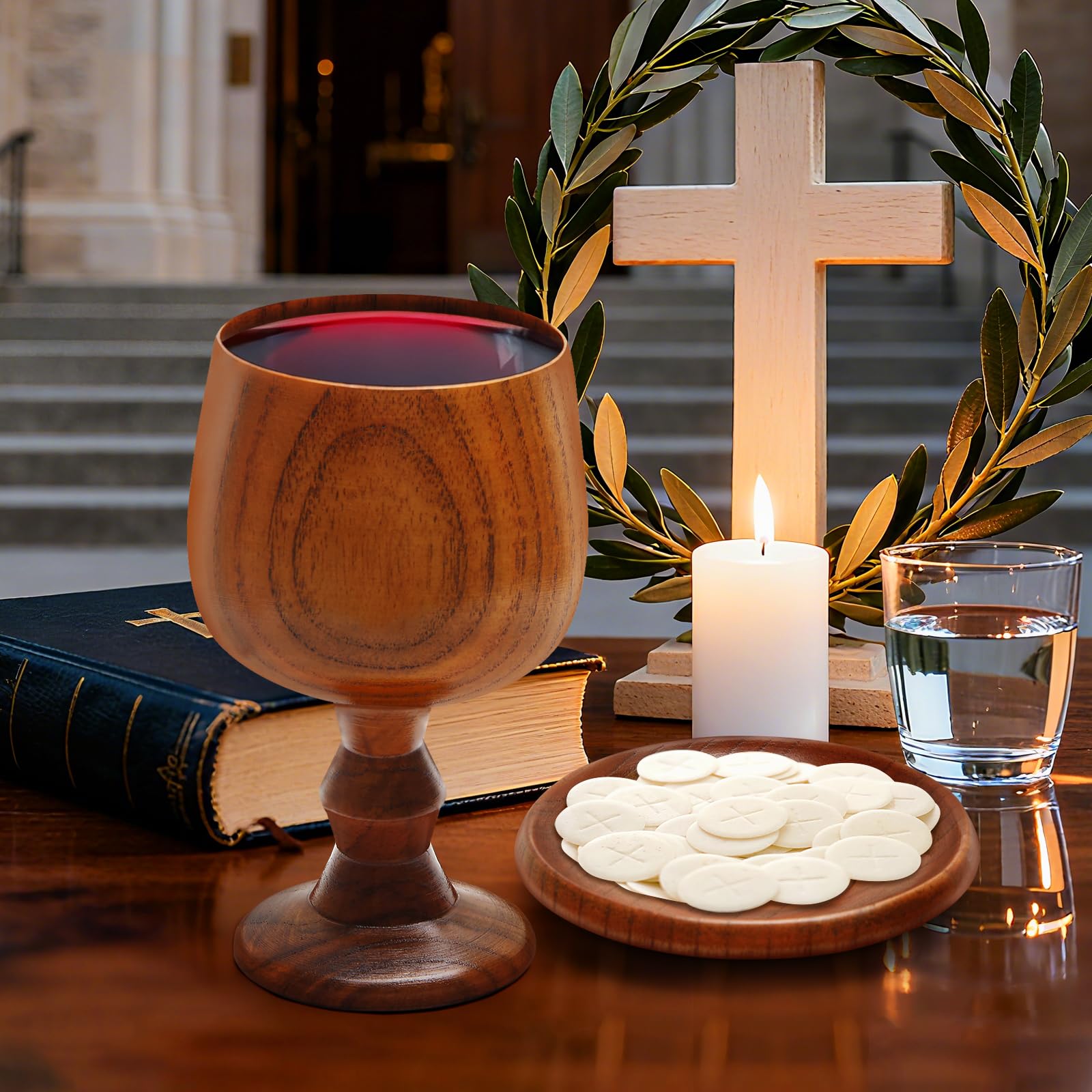 Goblet style chalice crafted in natural wood