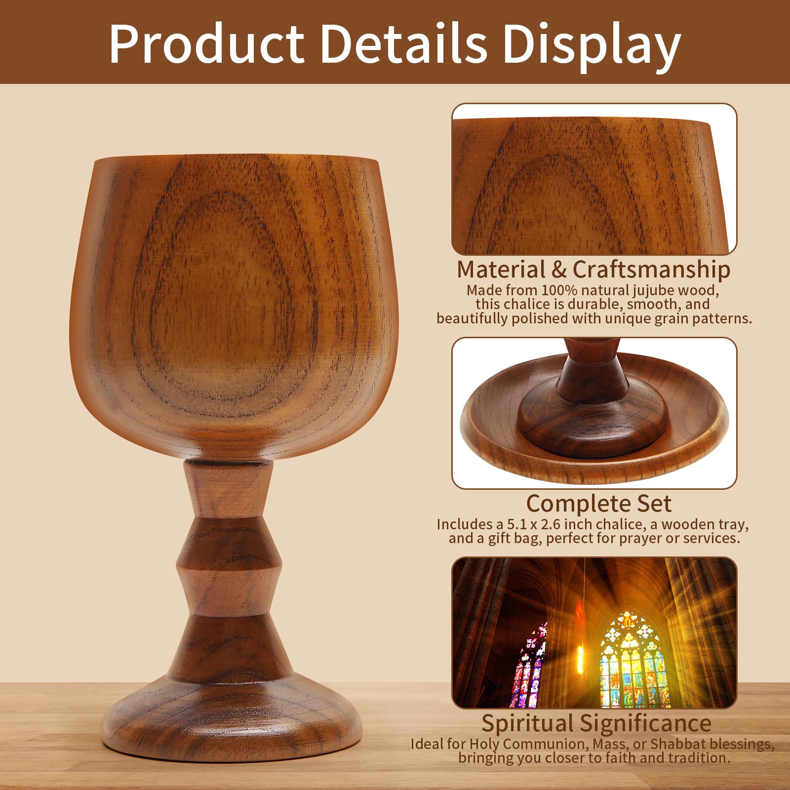 JuJube wood chalice for Holy Communion