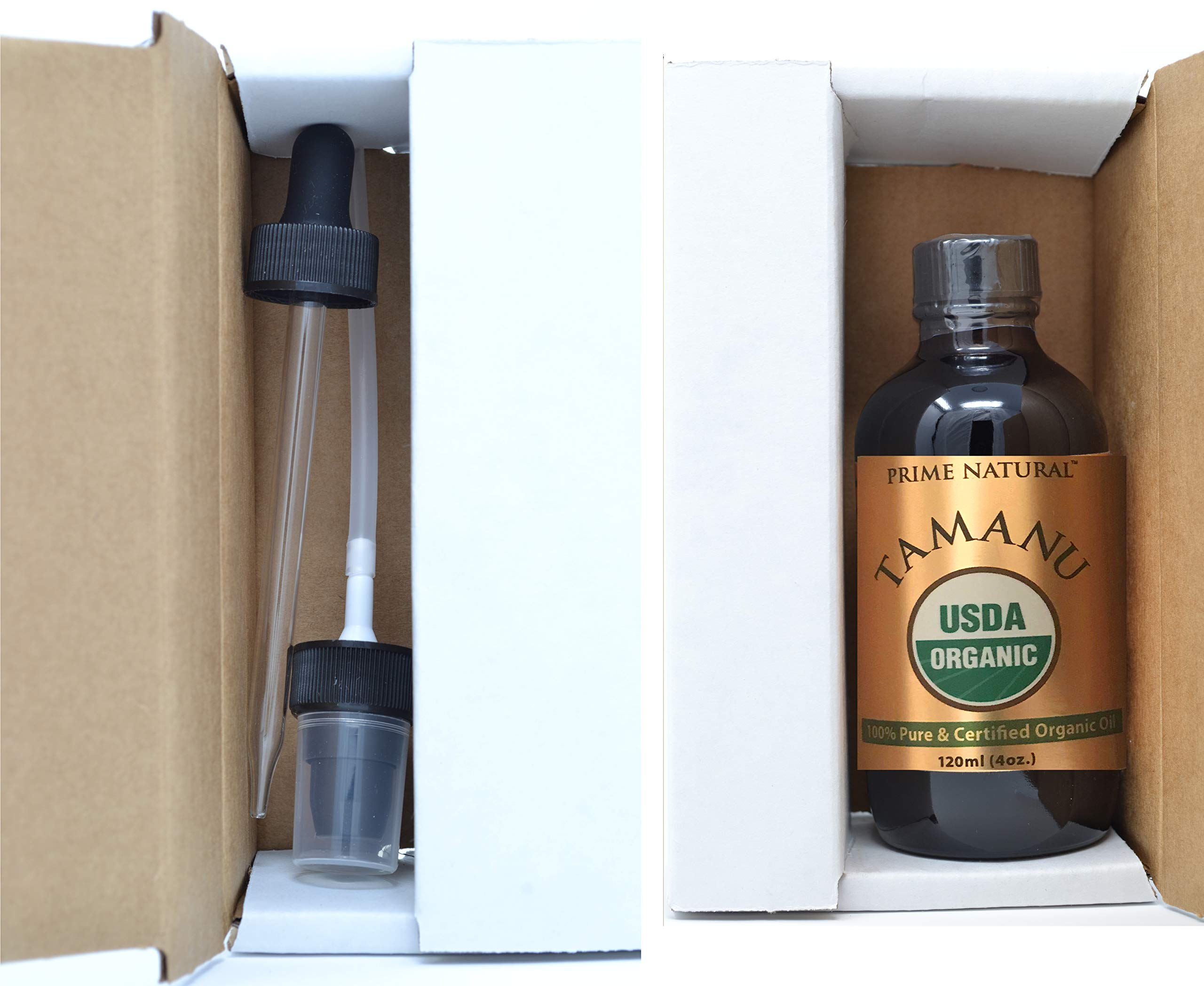Tamanu Oil packaging in dark amber bottle