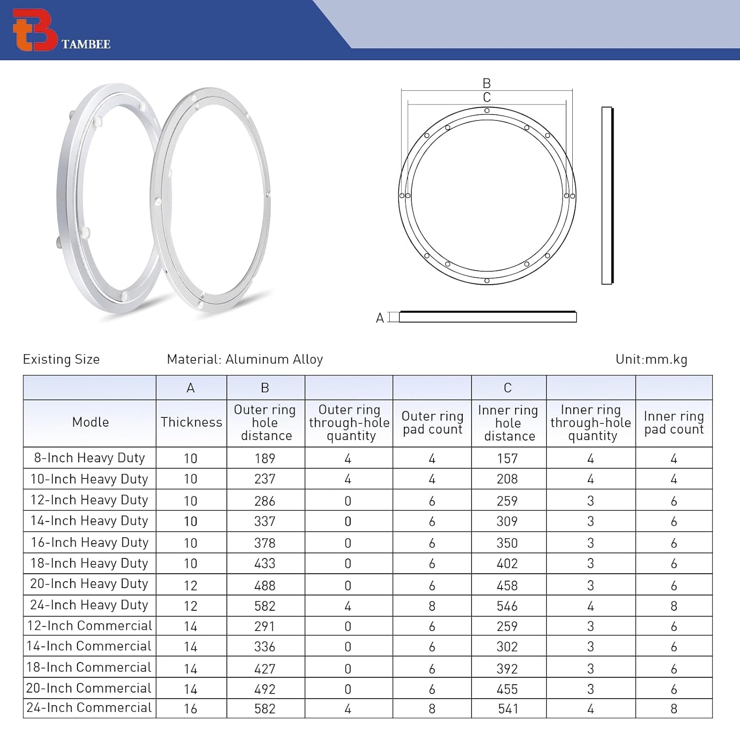 Load capacity 70kg 150 lbs lazy susan hardware