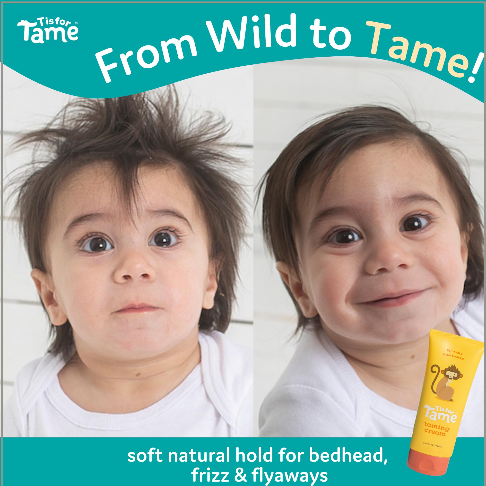 Front view of Taming Cream for kids hair 2-pack