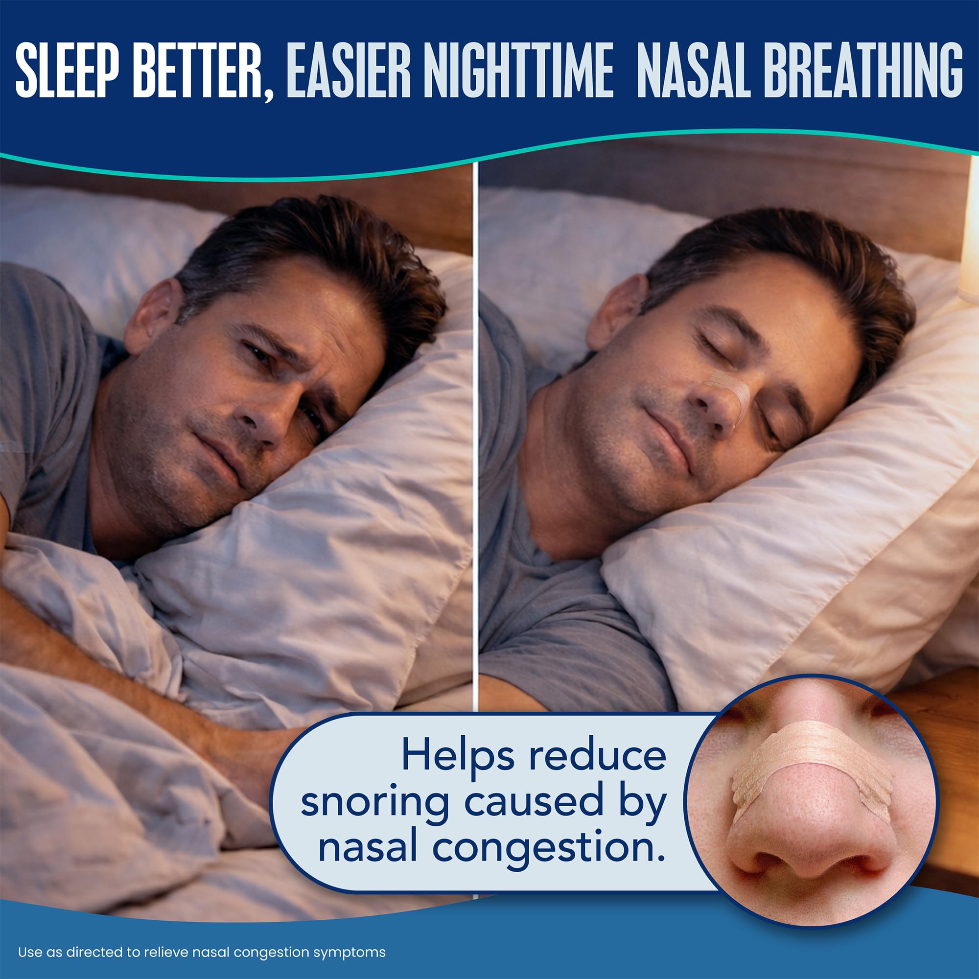 Extra Strength tan nasal strips with flexible spring-like bands