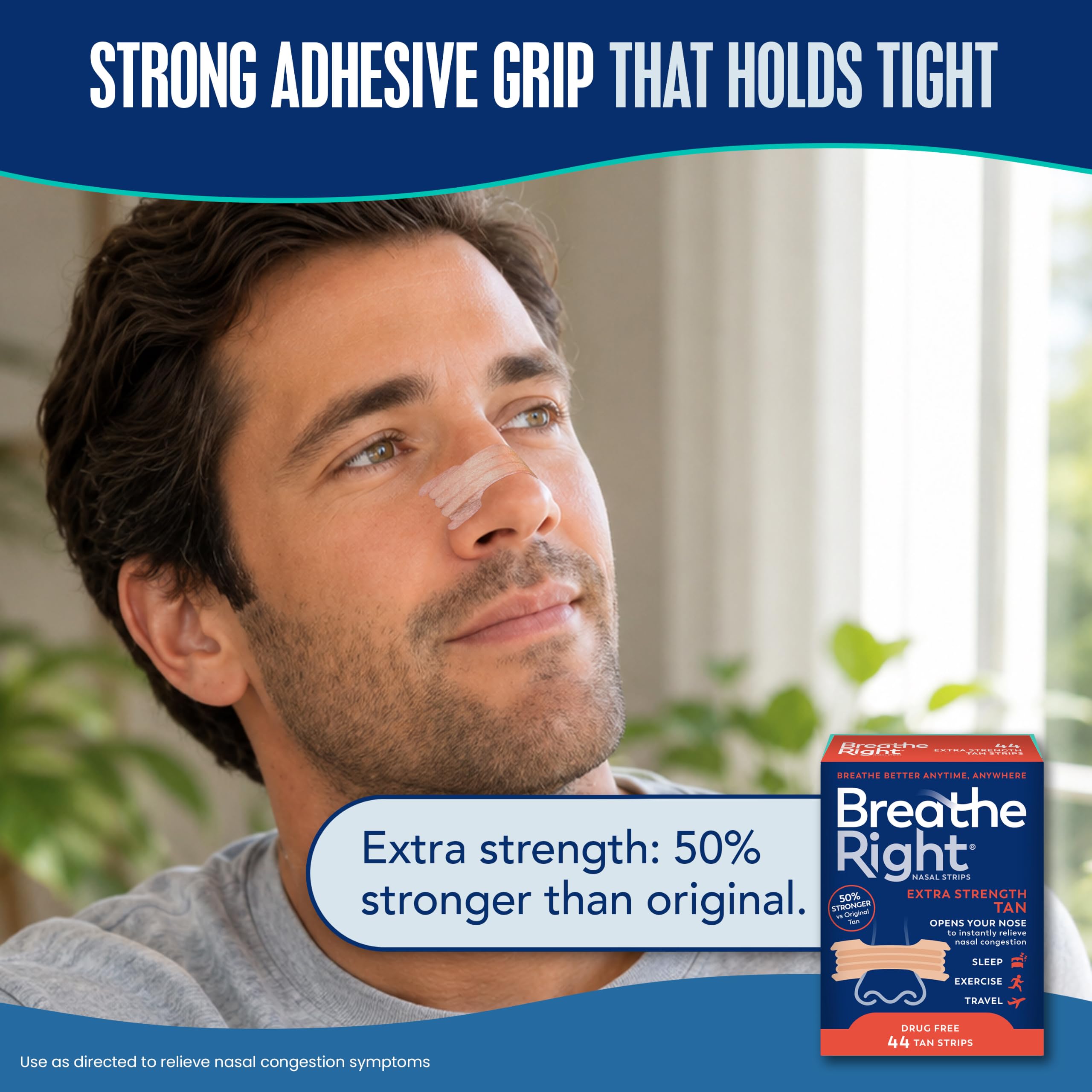 Extra Strength tan nasal strips 44ct Breathe Right product