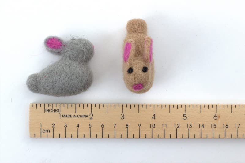 Three handcrafted bunnies hand felted from 100% wool felt