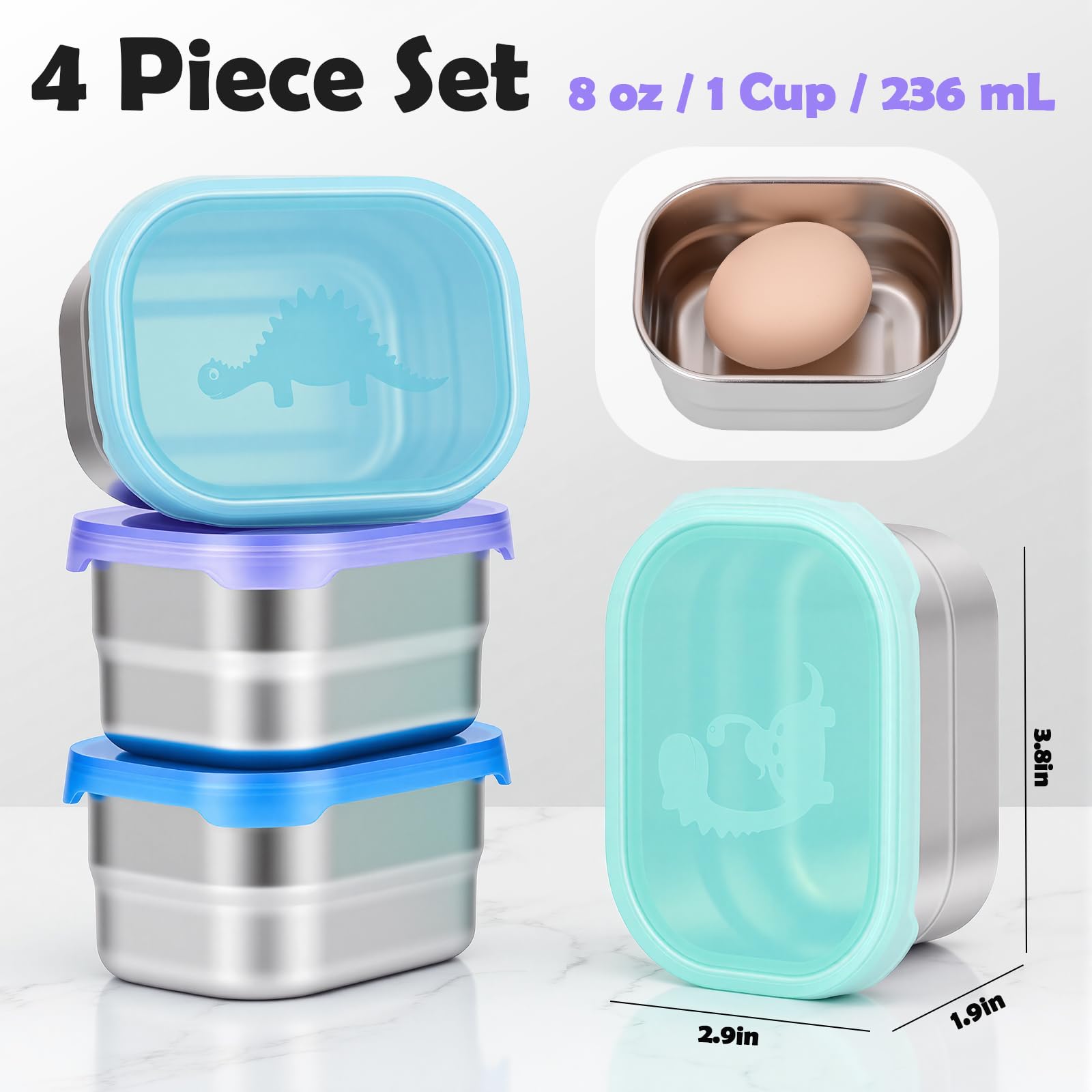 Dino lid designs for kids snack containers