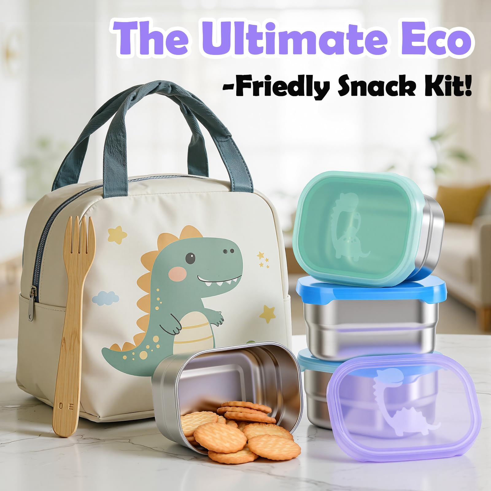 Eco-friendly metal snack containers for travel and school