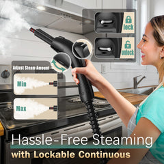 Steam cleaner 1.5l tank for extended cleaning sessions