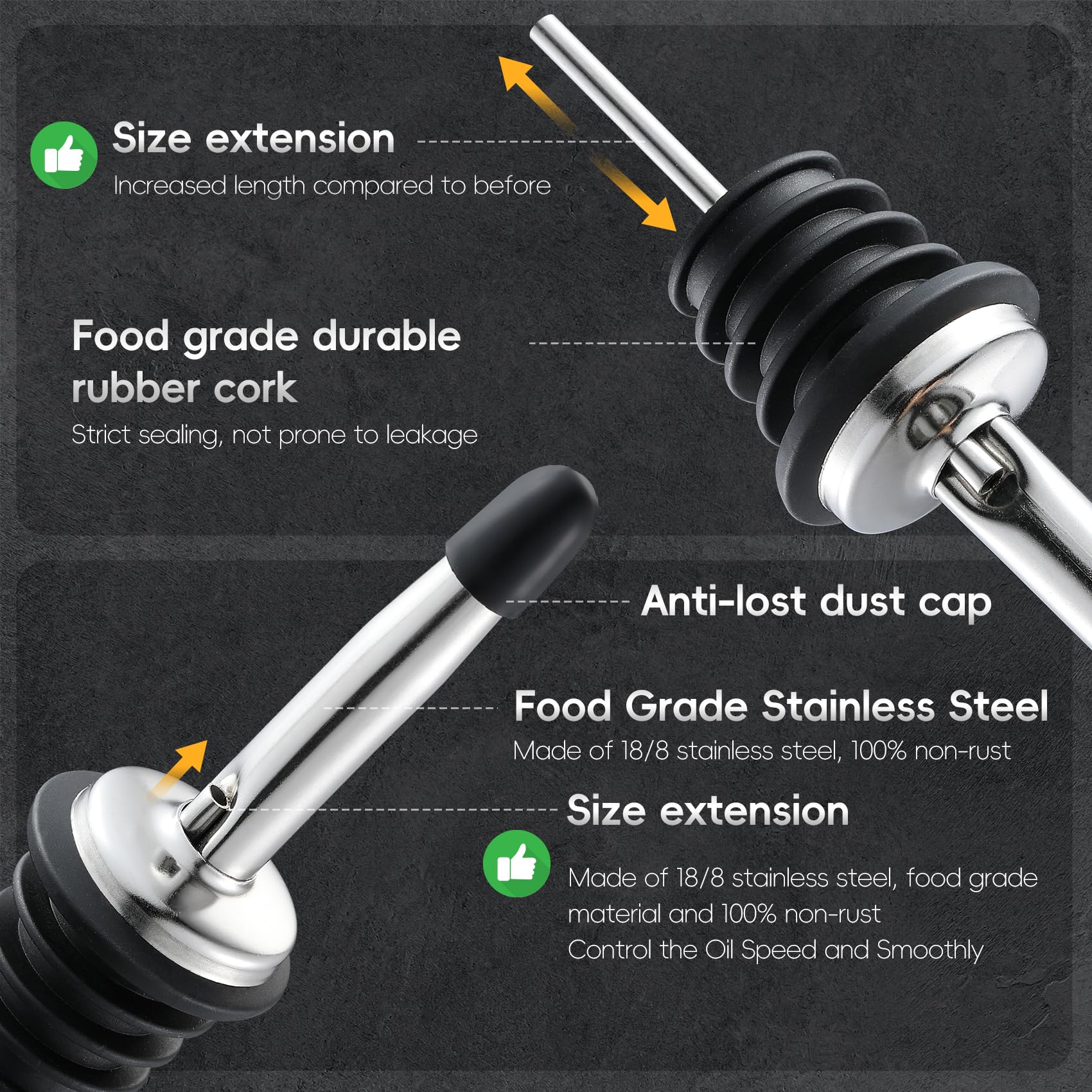 Tapered pour spout designed for precise pours