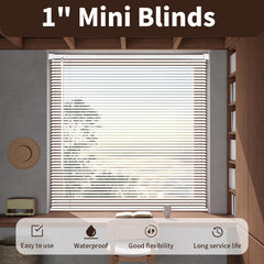 Taplzmg cordless mini blinds 22x48 white vinyl blades close up