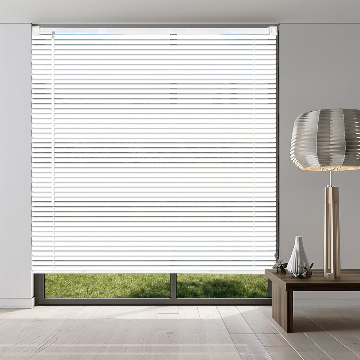Taplzmg cordless mini blinds 22x48 white vinyl for indoor windows