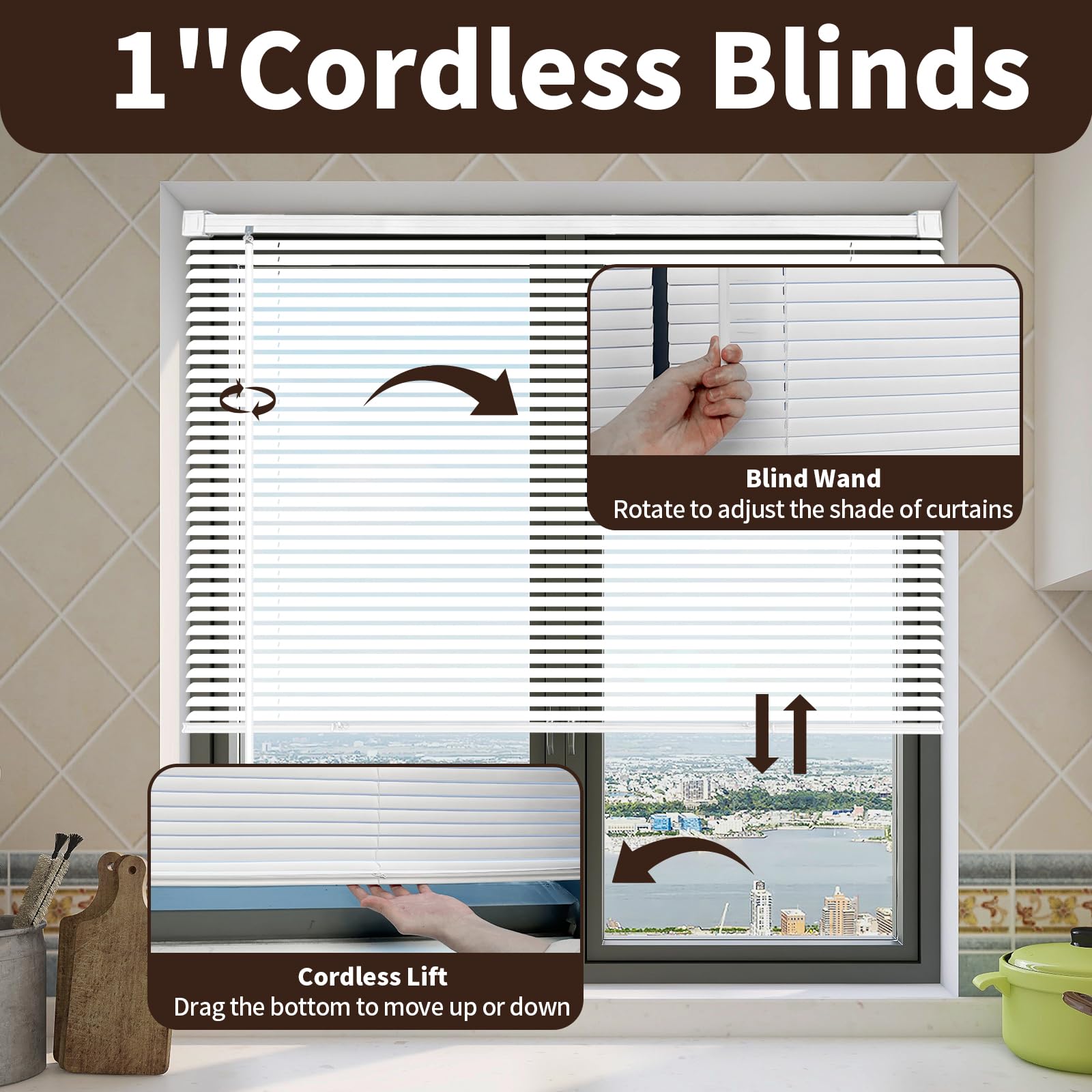 Taplzmg horizontal cordless blinds white vinyl blades