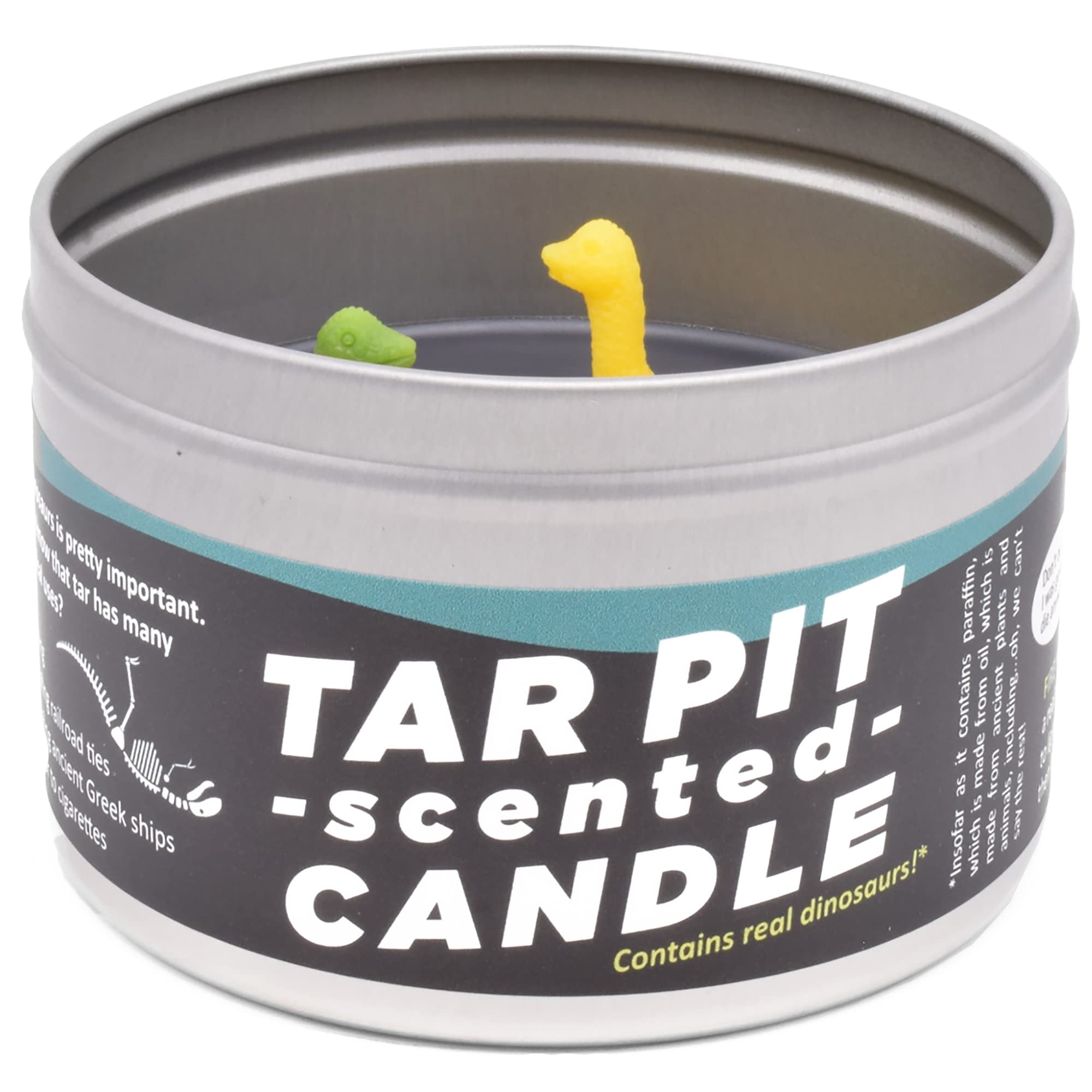 Dinosaur tar pit candle 16 oz tin product packaging