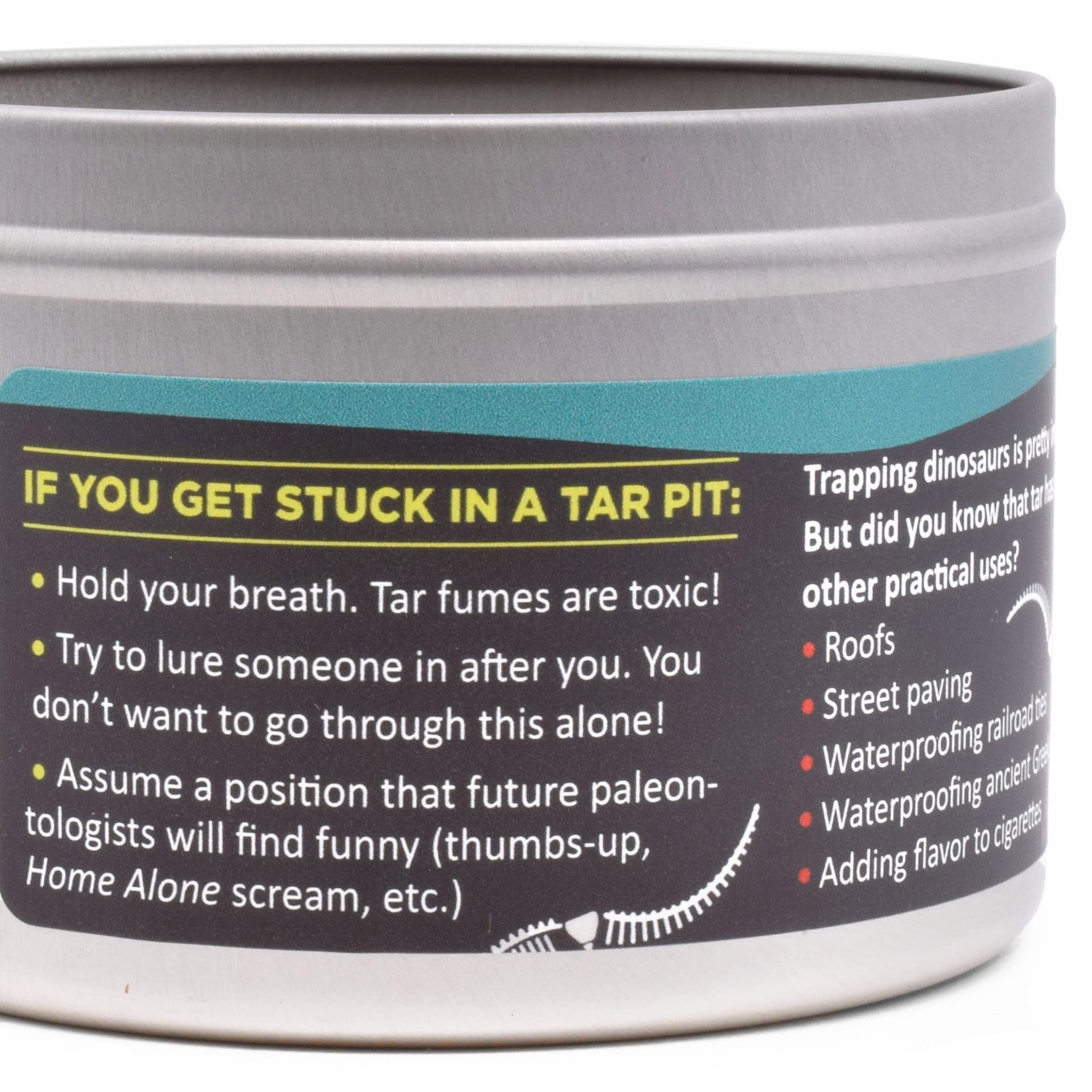 16 oz tin tar scent candle packaging close up
