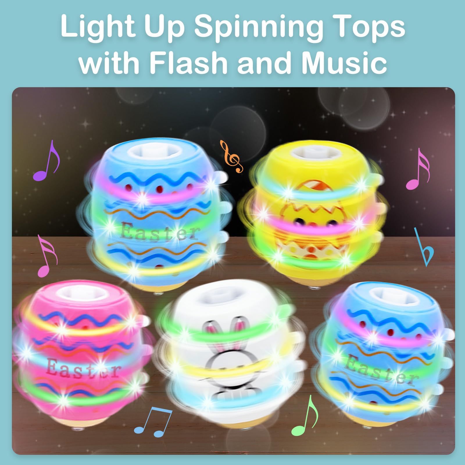 Taranovi 4 pack light up spinning tops with Easter gift box