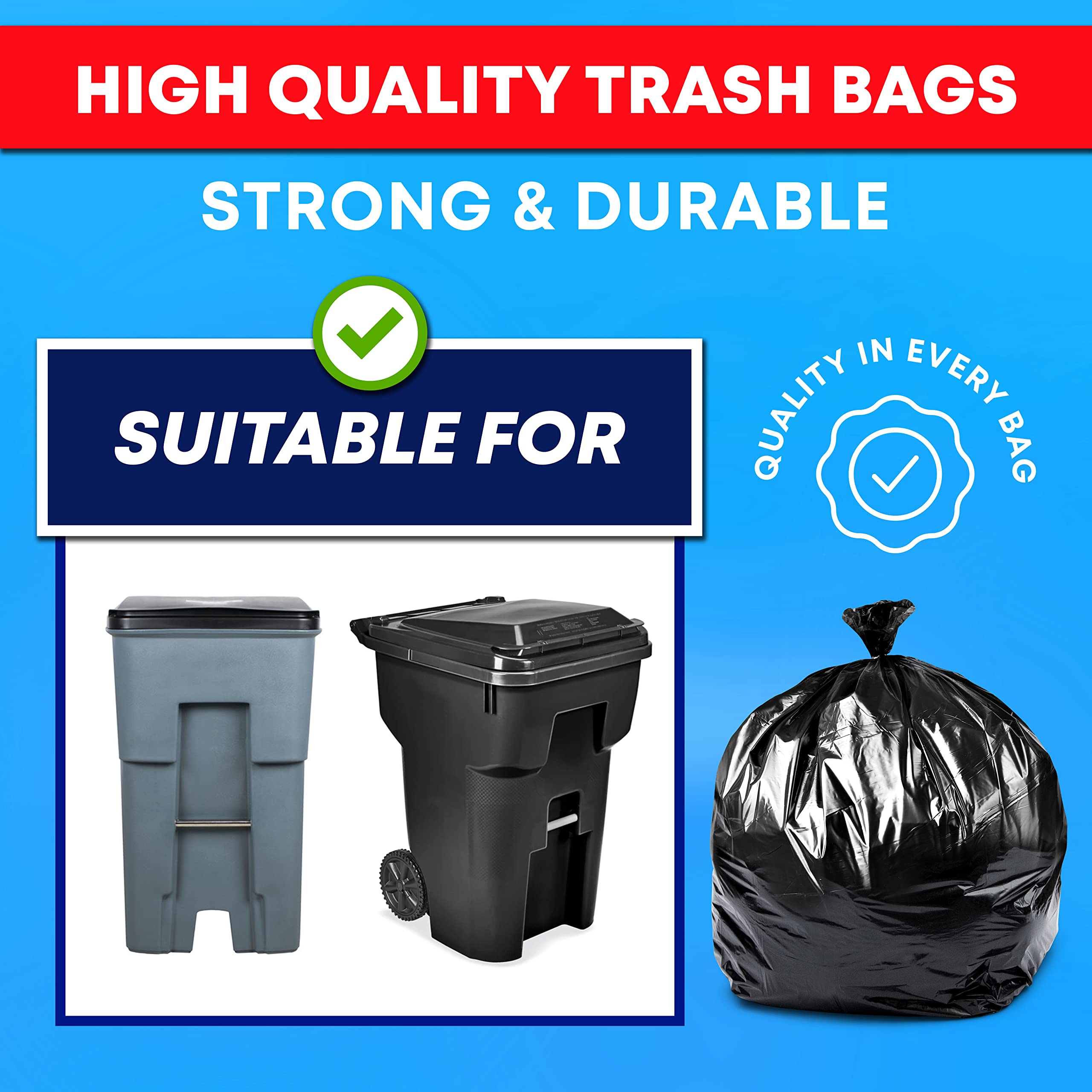 Box of 50 Tasker trash bags with ties for large bins