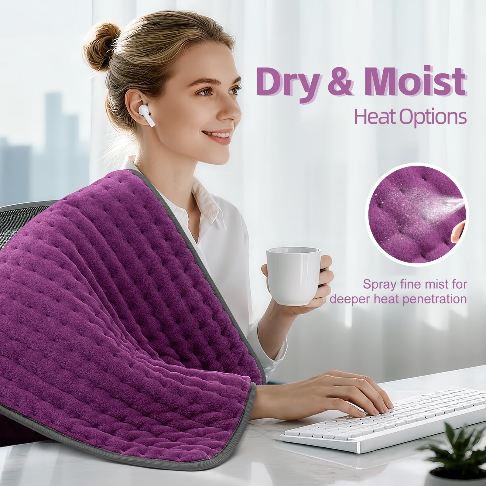 Close up of soft velvet cover on heating pad