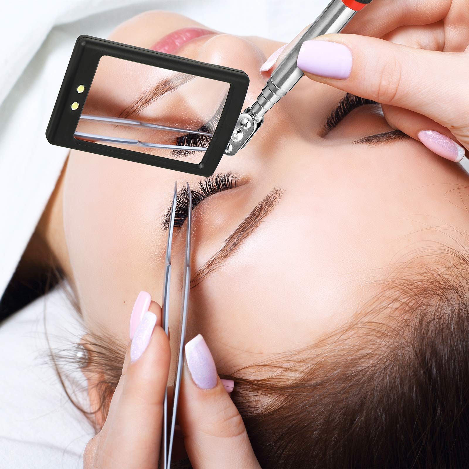 Telescoping rod extends and retracts on Tatuo mirror