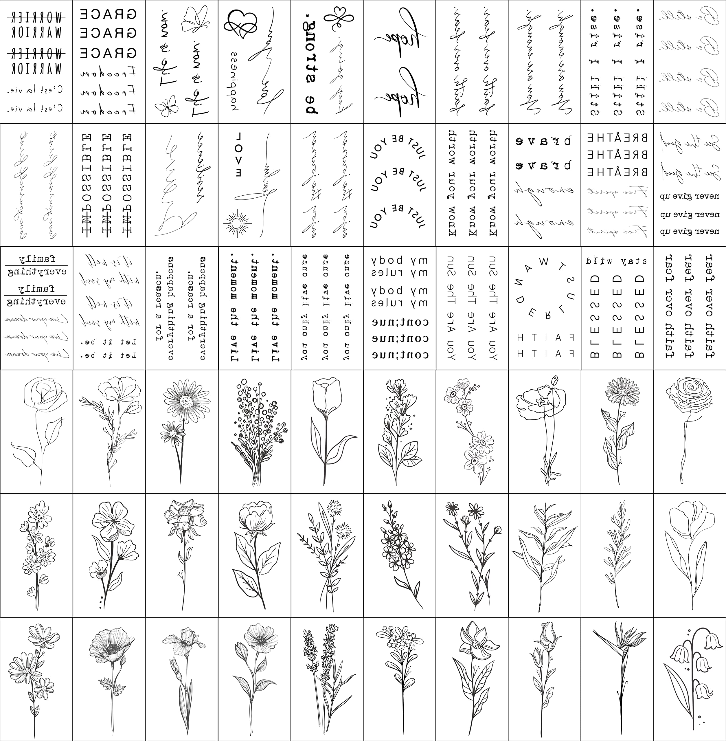 TATUWST inspirational quotes tattoo sheets 30 sheets