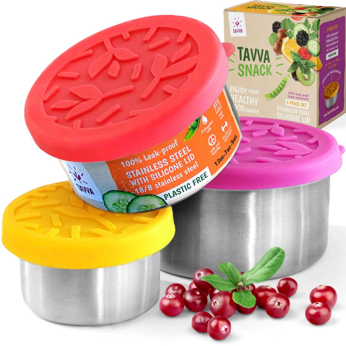tavva stainless steel snack containers 12oz 7oz 3oz sizes