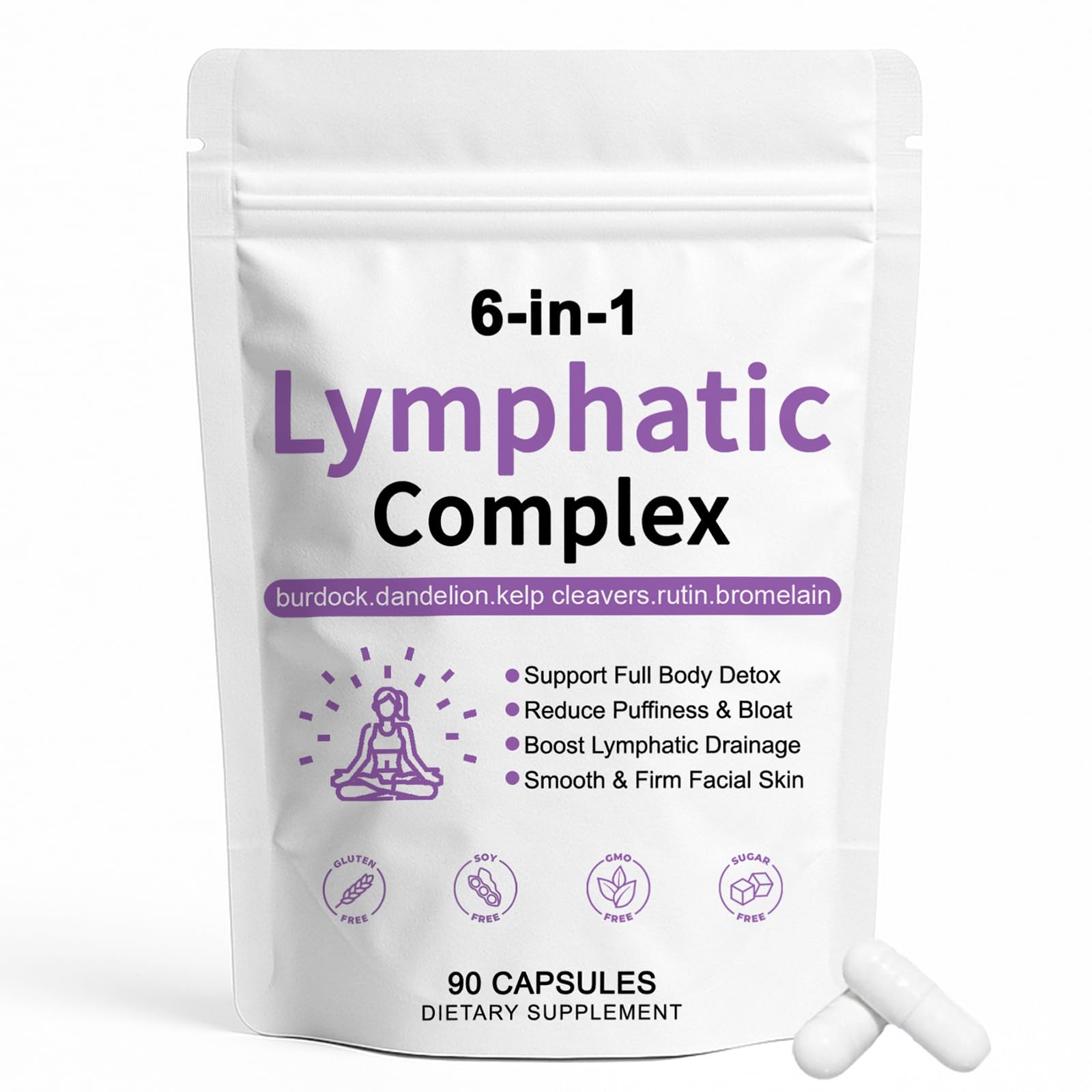TAWODIUM 6-in-1 Lymphatic Complex Capsules bottle front view