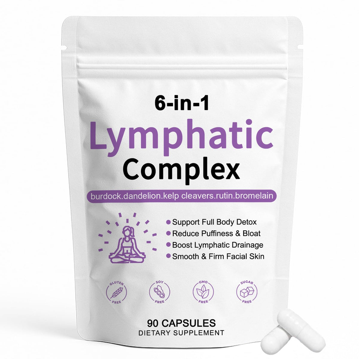 TAWODIUM 6-in-1 Lymphatic Complex Capsules bottle front view
