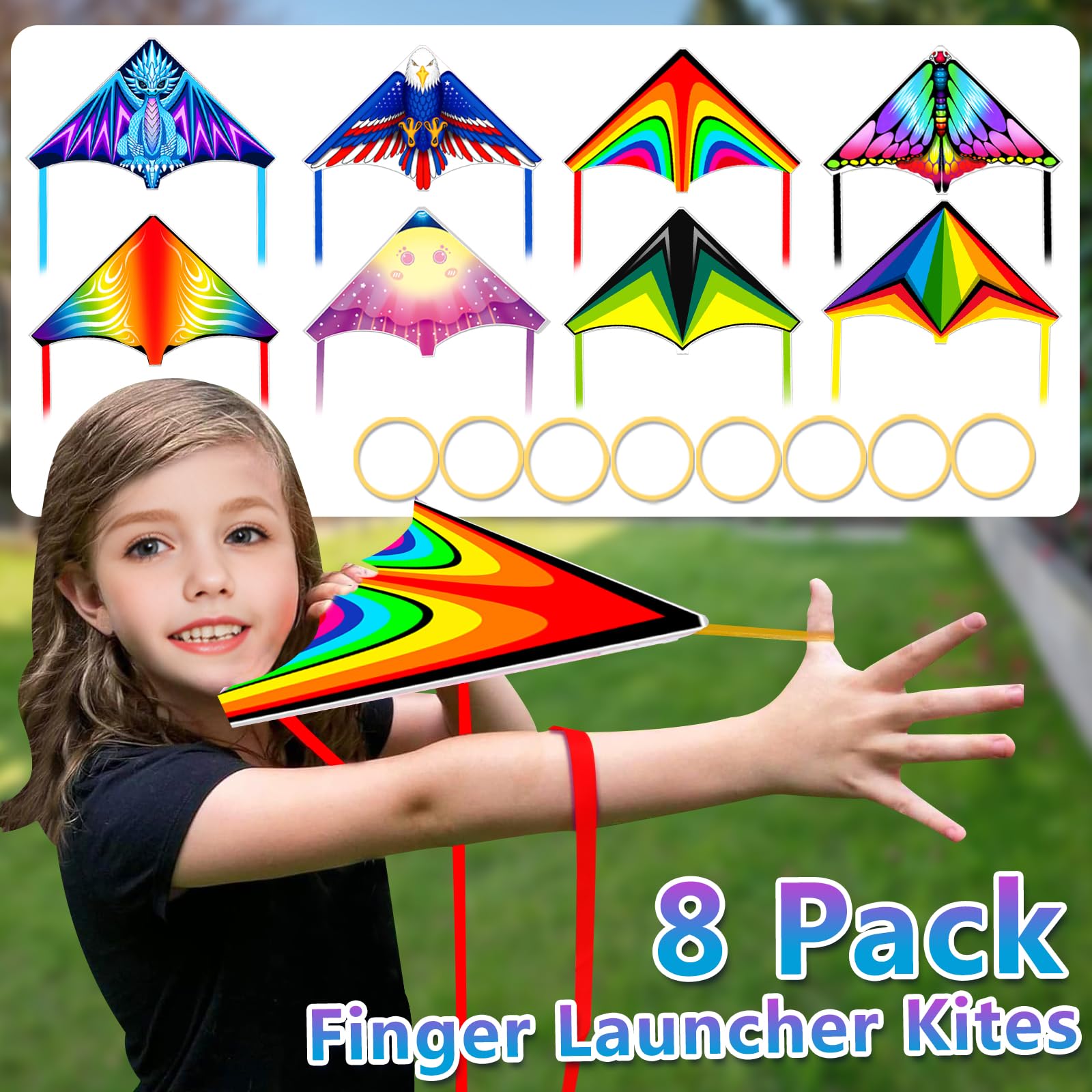Eight piece catapult kite set for kids