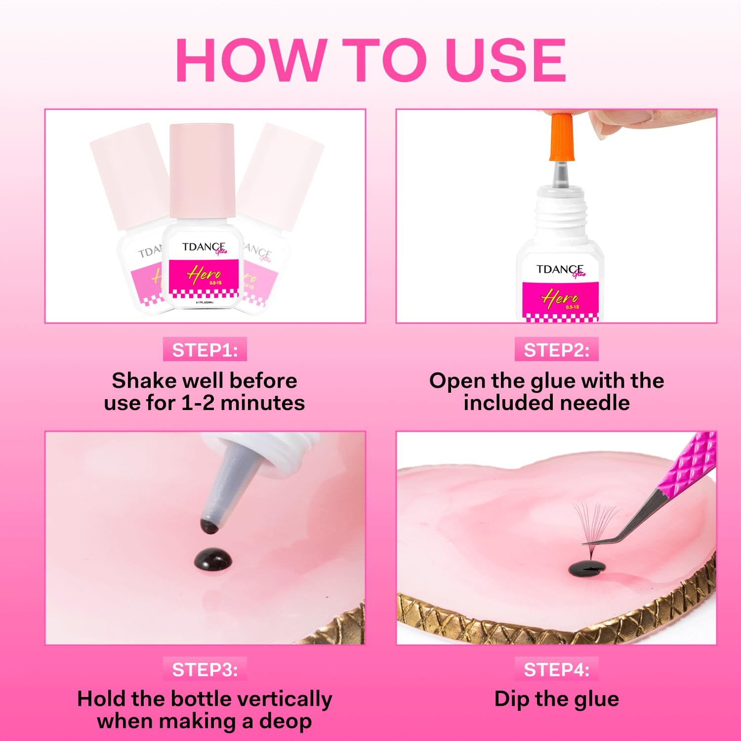Glue not whitish or shiny for natural lash look