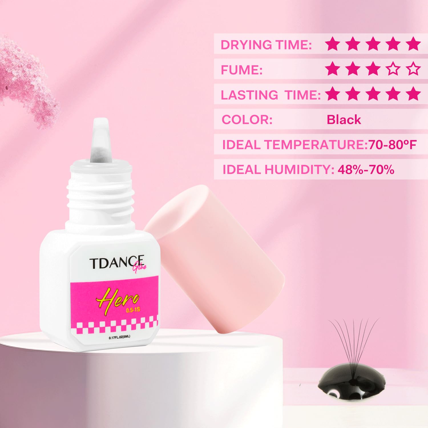 Fast drying lash glue 0.5–1 second for professionals