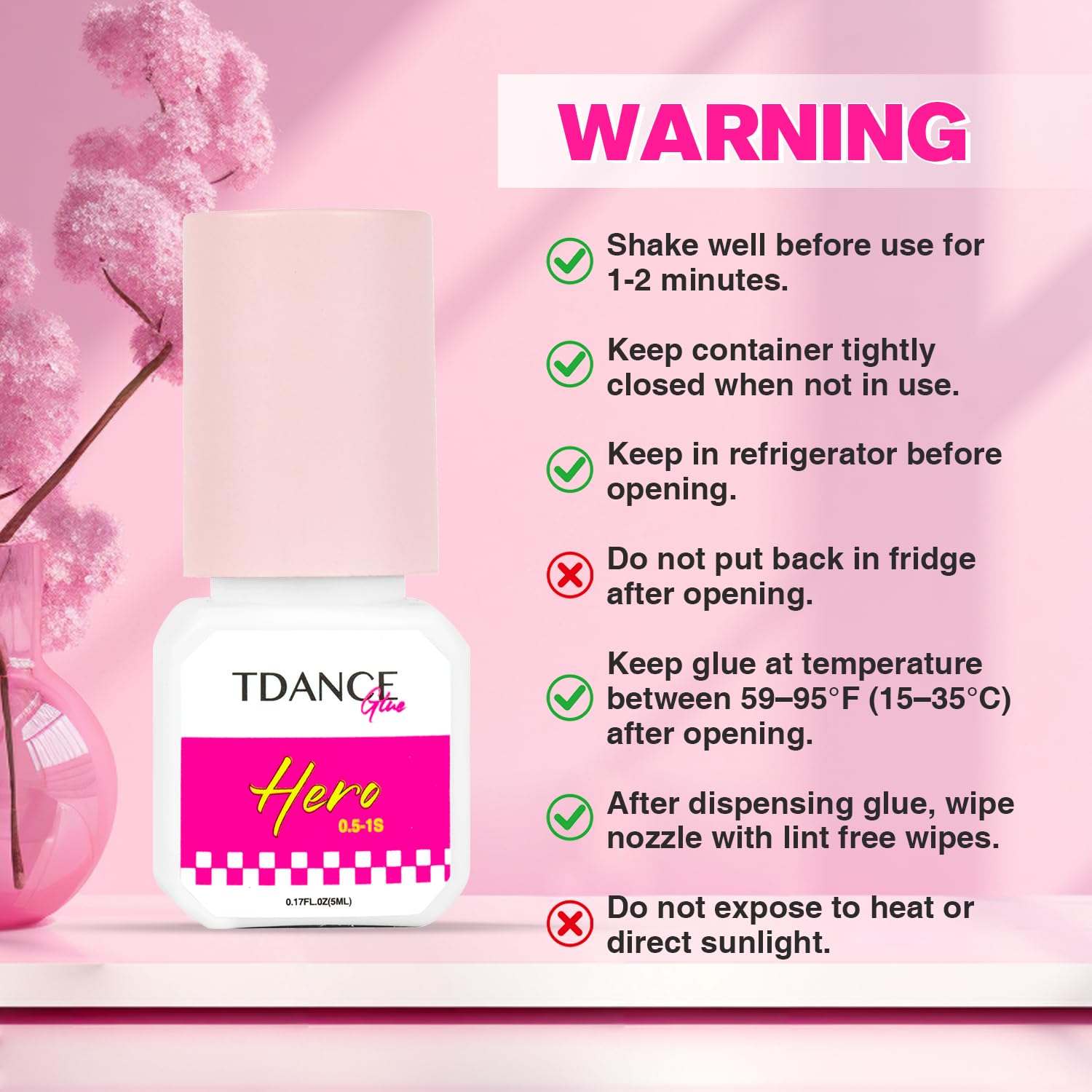 Retention up to 7 weeks with TDANCE lash glue