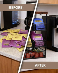 Removable drawers showing flexible tea and sugar storage