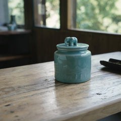 Herb container with sage green celadon glaze