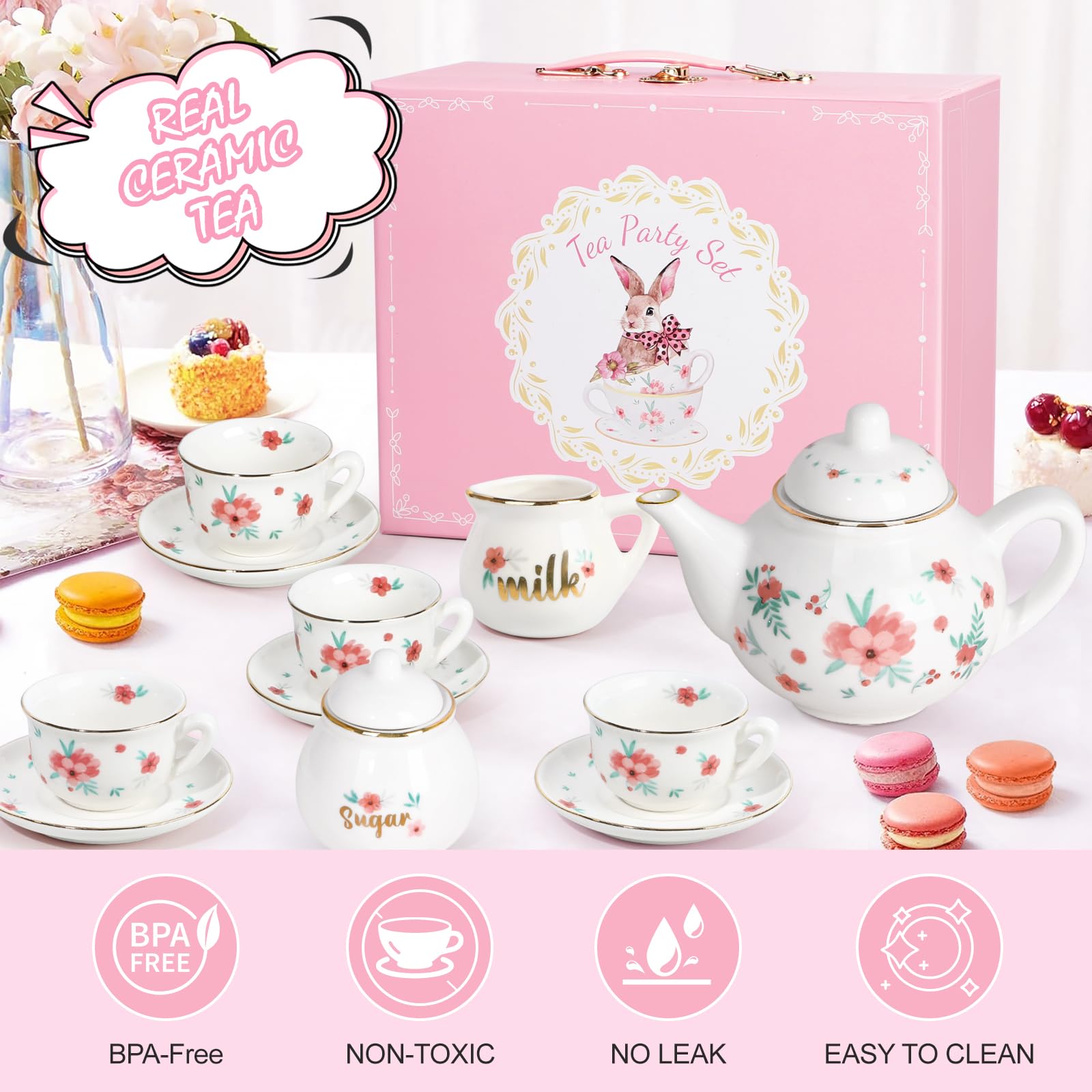 Princess themed pretend play tea time with tea set