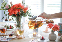 Laser-cut microdot infuser for loose-leaf tea in Balance teapot