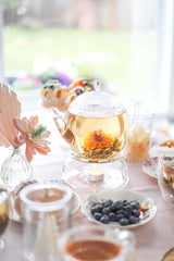 Teabloom Prague glass teapot with warming base and candle