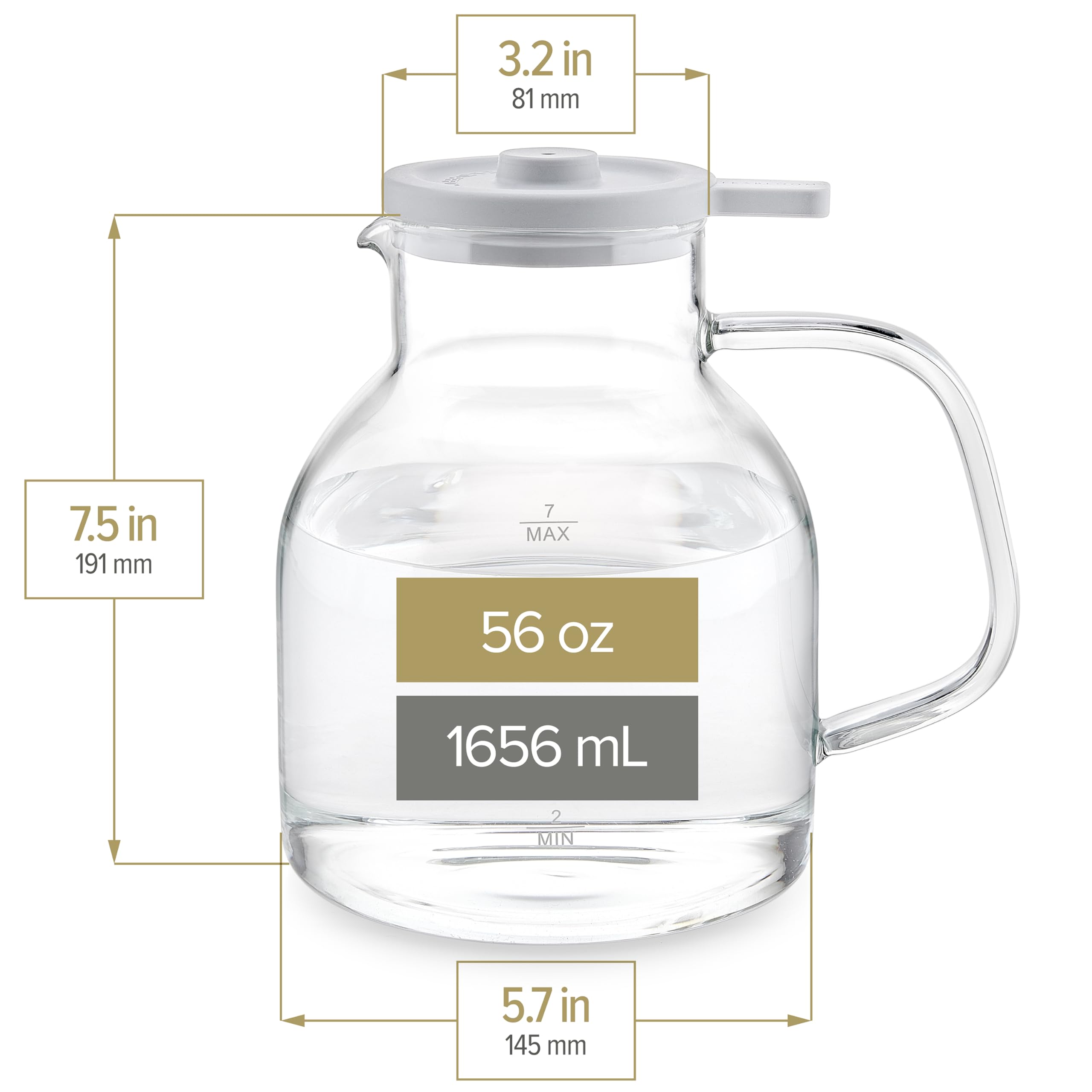 Teabloom Purity Glass Whistling Kettle 56 oz capacity on stove