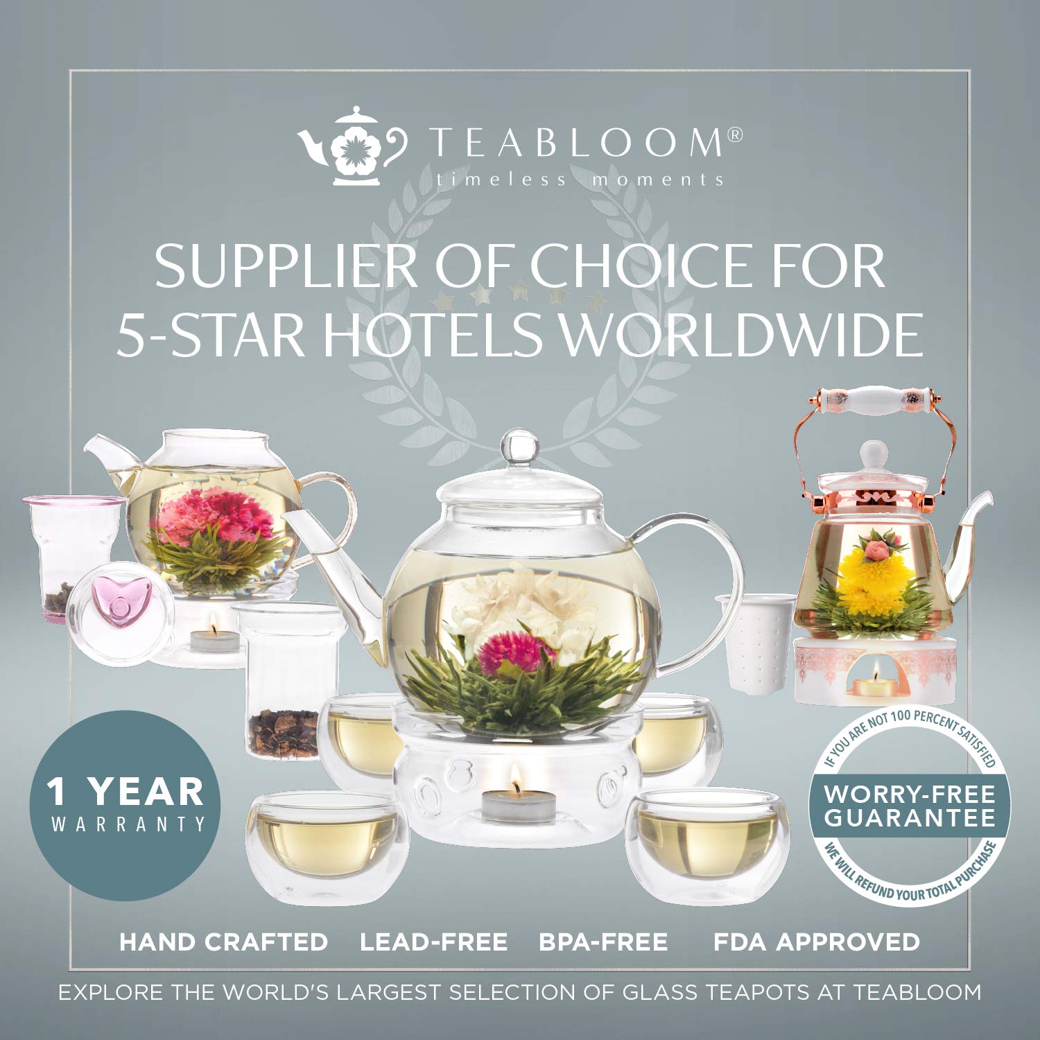 Dishwasher-safe Teabloom Purity Glass Whistling Kettle glass body